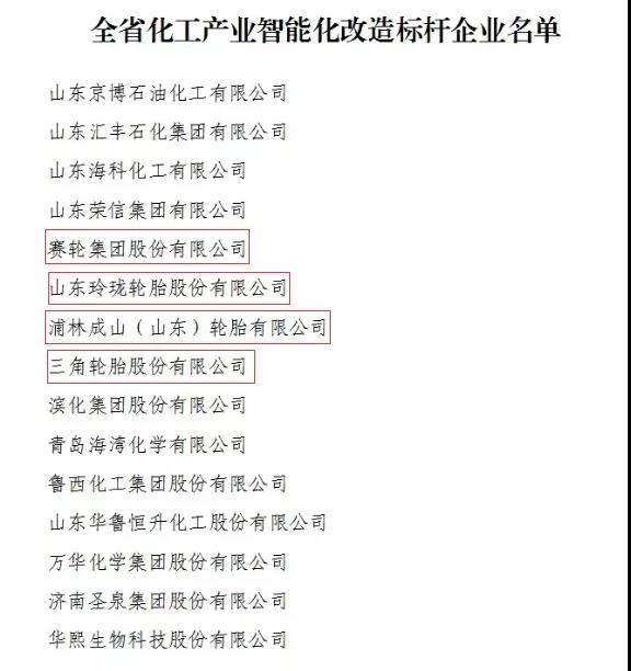 山東省化工產(chǎn)業(yè)智能化改造標桿企業(yè)及園區(qū)名單